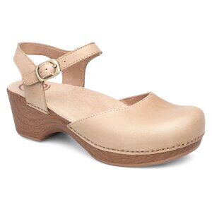 NWoB Dansko Sam Heel Sandals Shock-Absorbing Scotchgard Sand Dollar Leather